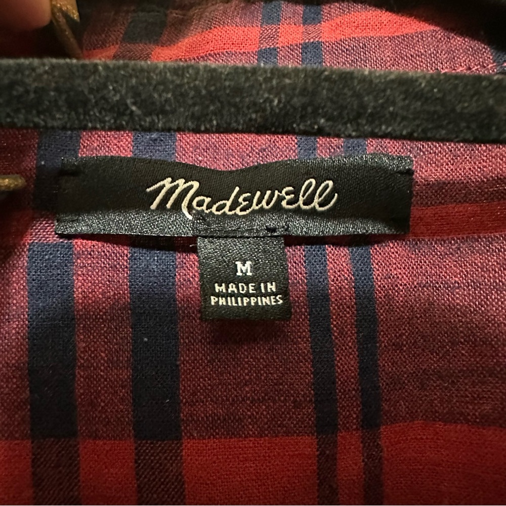 Madewell Central Shirt Short Sleeve Button Up Boxy Women M Bushwick Plaid - Picture 5 of 8